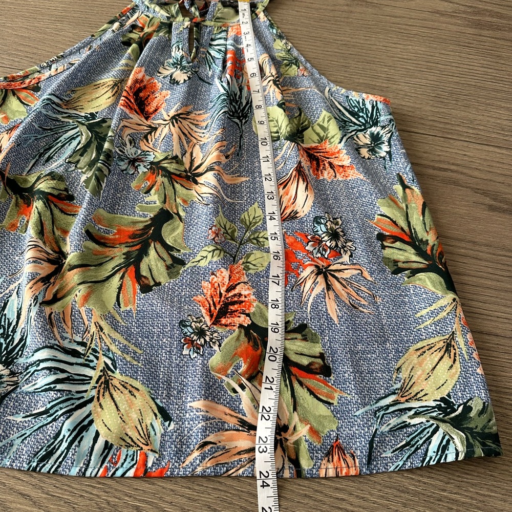 Papermoon Floral Halter Tank Top 2-Pack Navy Tropical Print XLP - Picture 4 of 10
